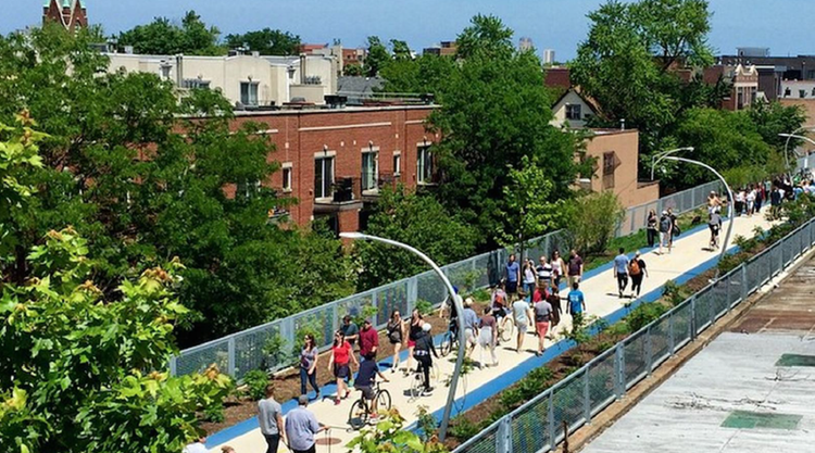 The Bloomingdale Trail with walkers and cyclists